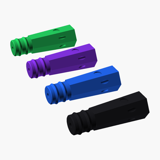 Hex Jet Slim Trolling Head in black, blue, purple and green